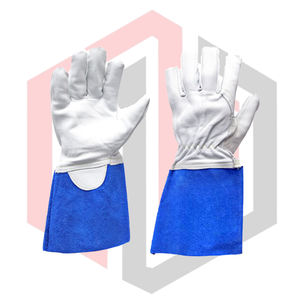 Gants de soudage TIG résistants à la chaleur en polyester et nitrile blancs et bleus, gants de sécurité antidérapants sans silicone, lisses, 11 oz, anti-coupure - Product Image 1