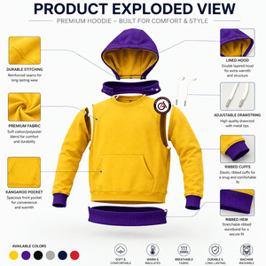 Sudadera con Capucha de Forro Polar para Hombre, con Bordado Omega en la Parte Delantera, al por Mayor |   Sudaderas con Bordado Personalizado - Product Image 5
