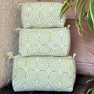 Premium Jaipur Hand Block <b>Toiletry</b> Quilted Bag Set Eco- Friendly Durable Machine Wash Zip Closure Daily Use Gifting Travel - Product Image 3