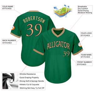 Maillot de baseball personnalisé avec numéro et nom, col en V, coupe athlétique, passepoil contrastant sur les manches, vêtement de performance - Product Image 6