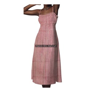 New 2026 Summer Collection Cotton <b>Spaghetti</b> <b>Strap</b> <b>Dress</b> Western Bohemian Style For Office Lady Club Wear Sexy <b>Midi</b> Length Logo - Product Image 1