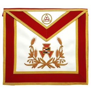 Delantal de Capítulo del Arco Real de Alto Sacerdote Rojo con Bordado Dorado, Uso Ceremonial Masónico, Material de Alta Calidad - Product Image 1