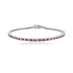 18K Gold <b>Ruby</b> and Diamond Fashion Tennis <b>Bracelet</b> - Product Image 3