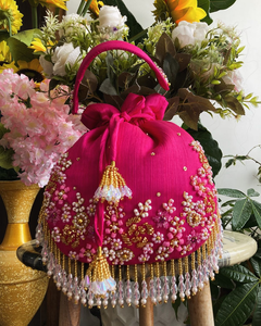 Sac à main de soirée pour femme en satin brodé de qualité supérieure, inspiré de la Corée, avec poignée en perles de cristal - Product Image 6