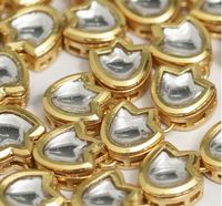 Perle connectrice ovale en laiton plaqué or 18 carats avec cristal Meena Kaari doré, 11x12mm, pour la fabrication de bijoux et composants de colliers, vente en gros