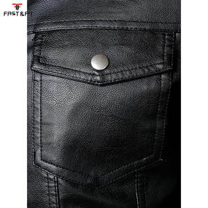 Veste en cuir véritable et toile pour homme, taille 8XL, mode automne-hiver, couleur unie, fermeture éclair sur le devant, imperméable et respirante pour homme - Product Image 6