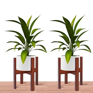 Acacia Wood Contemporary Plant Stand with Copper Hardware-<b>Rectangle</b> Shape Wood Handicraft Wholesale Wooden <b>Planters</b> India - Product Image 1