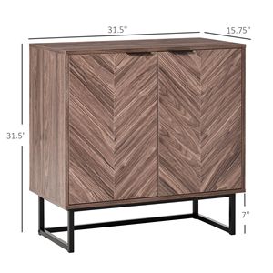 2 Door Walnut Free Standing Storage Cabinet Adjustable Shelf Double Door <b>Sideboard</b> Console Table for Kitchen & Living Room - Product Image 3