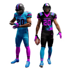 Ensemble de maillot de football américain pour homme Blackthorn, sublimé, col en V, manches courtes, évacuation de l'humidité, personnalisable avec le nom de l'équipe, élastique - Product Image 1