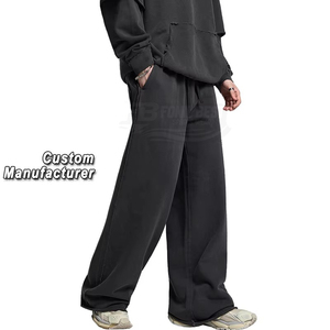 Men's Loose Cotton Track Pants <b>Drawstring</b> Closure Breathable Quick Dry Eco-Friendly Lightweight Casual Oversized Fit Straight - Product Image 1