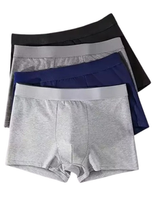 Paquete de 6 Calzoncillos Boxer para Hombre, Color Azul Marino y Gris, Tejido Sólido, Cintura Elástica Cómoda - Product Image 4