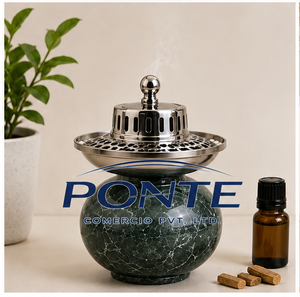 Luxury Green Marble Incense Burner With Stainless Steel Lid Premium Arabic Bakhoor Censer For Home <b>Decor</b> Meditation & Spa - Product Image 4