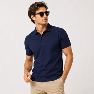 Camiseta de Manga Corta Azul Marino para Hombre, Corte Regular, 100% Algodón, Estilo Urbano Informal, Color Sólido, Transpirable - Product Image 3