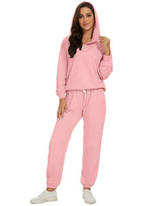 ชุดเซ็ตวอร์มลำลองสำหรับผู้ชาย แบบสวมใส่ได้ทั้งชายและหญิง สกรีนโลโก้ได้ตามต้องการ เหมาะสำหรับฤดูหนาว มีฮู้ดและกางเกงจ็อกเกอร์ ลายเรียบ สีพื้น ชุดสองชิ้นเข้าชุดกัน - Product Image 2