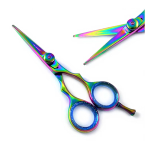 Ciseaux de coiffure multicolores pour la coupe de moustache, 4,5 pouces, en acier inoxydable, outil de toilettage pour hommes, pour la barbe - Product Image 1