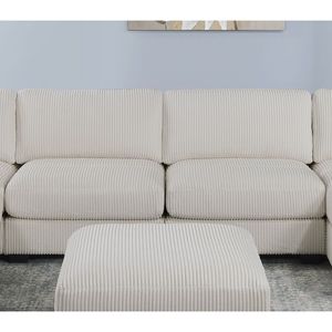 1 Silla sin Brazos de Pana Beige con Borde Ancho, Cojín Suave y Patas de Madera para Muebles de Sala de Estar - Product Image 6