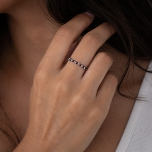 Anillos de Eternidad con Granate Natural, Piedra de Nacimiento de Enero, Plata de Ley 925, Anillo Apilable con Piedra Roja para Aniversario de Bodas para Mujer - Product Image 2