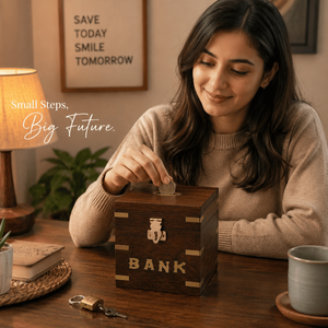 Tirelire |   Tirelire en bois de palissandre indien |   Boîte de rangement pour pièces de monnaie de qualité supérieure, faite à la main, avec serrure et clé, décoration cadeau, luxe - Product Image 3