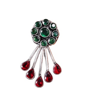 Trendy Brass Oxidized Silver Zircon Flower Design Multi Gemstone Dangle Drop <b>Earrings</b> Wholesale Bulk Handmade Designer for Women - Product Image 1