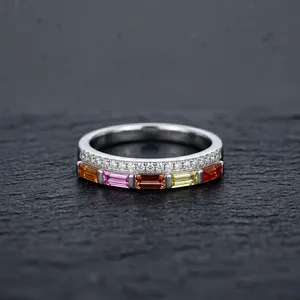 Anillo de Zafiro y Diamantes Múltiples en Plata de Ley 92.5 KLSR-11782 - Product Image 3
