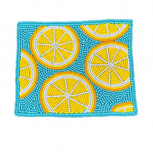 Monedero con cremallera hecho a mano con cuentas de corte de pera, diseño de frutas, bolso de mano, organizador de cosméticos bonito, para fiesta, Christian - Product Image 1