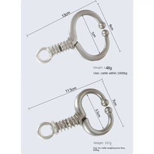 Silver Cow Nose Ring Stainless Steel Automatic Locking <b>Spring</b> Bullnose Pliers Bovine <b>Clip</b> Farming Husbandry Accessory - Product Image 3