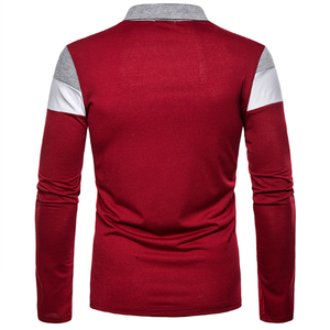 Polo à manches longues pour homme, à blocs de couleur, rayé, tricoté, design décontracté, coupe classique - Product Image 5