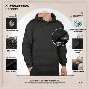 Sweat à capuche surdimensionné en cachemire uni 420 g/m² à double couche, motif araignée mignon, broderie 3D, perles brodées, impression personnalisable sur demande - Product Image 5