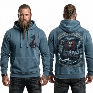 Sudadera con Capucha Gris Carbón Personalizada para Hombre, Estilo Vintage con Lavado Ácido, Estampado Gráfico Cósmico, Sudadera de Forro Polar Grueso, Fabricada en Fábrica - Product Image 4