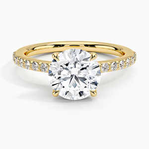 Anillo de compromiso de diamante solitario con halo oculto Pavé - Product Image 1