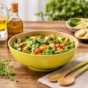 Handmade Spun Bamboo <b>Serving</b> Bowl Set with Spoon and Fork Kitchenware Bamboo Salad Bowls Food Fruit made in Vietnam - Product Image 3