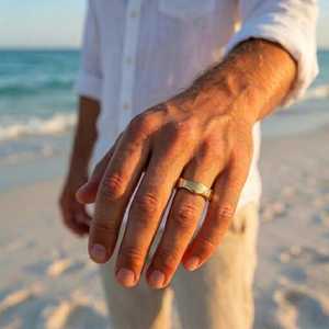 Bague en or massif 14 carats avec diamant taille princesse 0,10 carat et bord ondulé, sertie d'un anneau en or massif 14 carats avec diamant de laboratoire, cadeau de mariage ou de promesse unisexe - Product Image 5