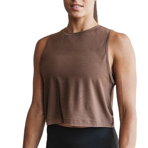 2025 nouveauté femmes Style décontracté culture débardeur couleur unie 100% Polyester Logo personnalisé haut d'entraînement respirant tricoté trou - Product Image 2