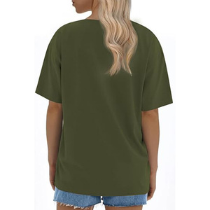 Solid Color Crew Neck Short Sleeve T-Shirt Loose Fit Breathable Jersey Cotton <b>Top</b> All Seasons Style - Product Image 6
