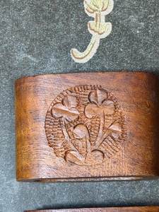 <b>Hand</b> Crafted Square Wood Napkin <b>Holders</b>, Vintage Carved Wood Napkin <b>Ring</b> Floral Rustic Folk Art Dining, Rustic Napkin - Product Image 5