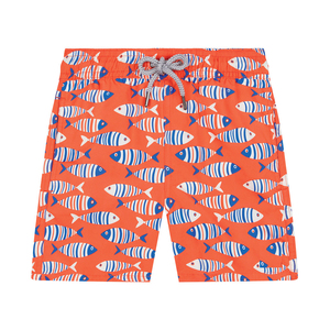 Men's <b>Light</b> Blue Sublimation Swim Shorts With Fish Print Quick Dry Drawstring Casual <b>Board</b> Shorts - Product Image 5