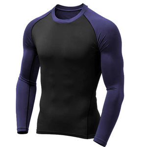 Fabricant de vêtements, dernier design, t-shirt de compression pour homme, vêtements de sport, couleur unie, manches longues, logo, vente en gros, entraînement, gym, UPF 50 - Product Image 5