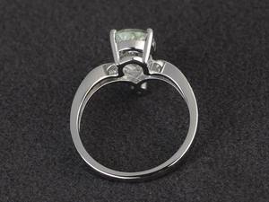 แหวนแต่งงานอเมทิสต์สีเขียวธรรมชาติทรงหยดน้ำ พลอยรูปทรงลูกแพร์ เงินแท้ เครื่องประดับอัญมณี - Product Image 3