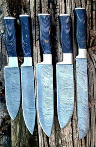 Juego de 5 Cuchillos Profesionales, Juego de Cuchillos de Cocina de Acero Inoxidable con Alto Contenido de Carbono, Mango de Madera Pakka Negra - Product Image 3