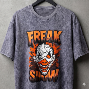 เสื้อยืดโอเวอร์ไซส์ลายกราฟิกตัวตลกสไตล์วินเทจ ย้อมสีแบบแอซิดวอช คอกลม ผ้าคอตตอนหนา สำหรับผู้ชาย สไตล์สตรีทแวร์ - Product Image 3