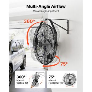 Ventilatore da Parete a 20 Pale, Certificato IP44, in Metallo con Flusso d'Aria Regolabile, Rotazione a 3 Velocità, Spina Tipo AU - Product Image 5