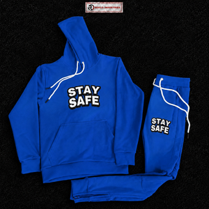 Ensemble de survêtement bleu personnalisé avec sweat à capuche imprimé et pantalon de jogging – Tenue décontractée streetwear en molleton pour le sport et l'entraînement en salle de sport – Vente en gros – Collection Automne - Product Image 5