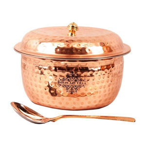 Calentador de Alimentos Tipo Buffet de Cobre Martillado y Acero Inoxidable de Primera Calidad con Tapa, para Uso Comercial en Cocinas - Product Image 4