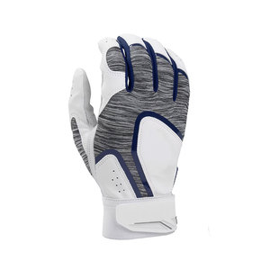 Full Finger Baseball Gloves White Gray <b>Blue</b> Leather Hook And Loop Closure Moisture Wicking All Seasons Adult Right Handed - Product Image 3