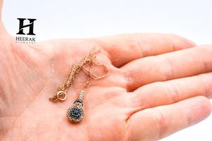 Elegant Teardrop Diamond Cluster <b>Pendant</b> Necklace in <b>Solid</b> <b>Gold</b> – Fine Jewelry by Heerak Diamonds - Product Image 2