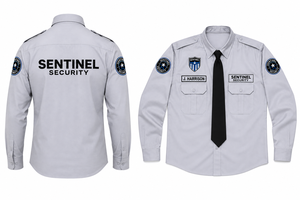 Chemise d'uniforme de sécurité personnalisée à manches longues avec épaulettes, poches poitrine, broderie de logo, marque privée, OEM - Product Image 2