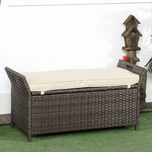 Panca Contenitore in Vimini Bianco Crema per Esterni, Grande Capacità, in Rattan PE, Soluzione di Stoccaggio Elegante e Pratica - Product Image 2