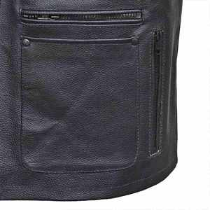 Gilet en toile et cuir OEM, écologique, imperméable, coupe-vent, col rabattable, vêtement d'extérieur de haute qualité, réversible, pour motard - Product Image 4