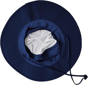 Unisex Wide Brim Mesh Fabric Sun <b>Hat</b> with 3D Embroidery <b>Navy</b> Blue Nylon Adjustable Strap Outdoor Casual Spring Summer Adult - Product Image 5