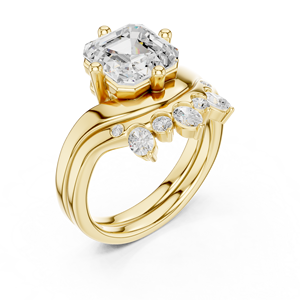 Anillo de Boda Moderno con Engaste de Diamantes, Elaborado en Oro Amarillo de 14k, Hermoso Anillo de Boda para Mujer con Diamantes Cultivados en Laboratorio con Corte Múltiple - Product Image 5